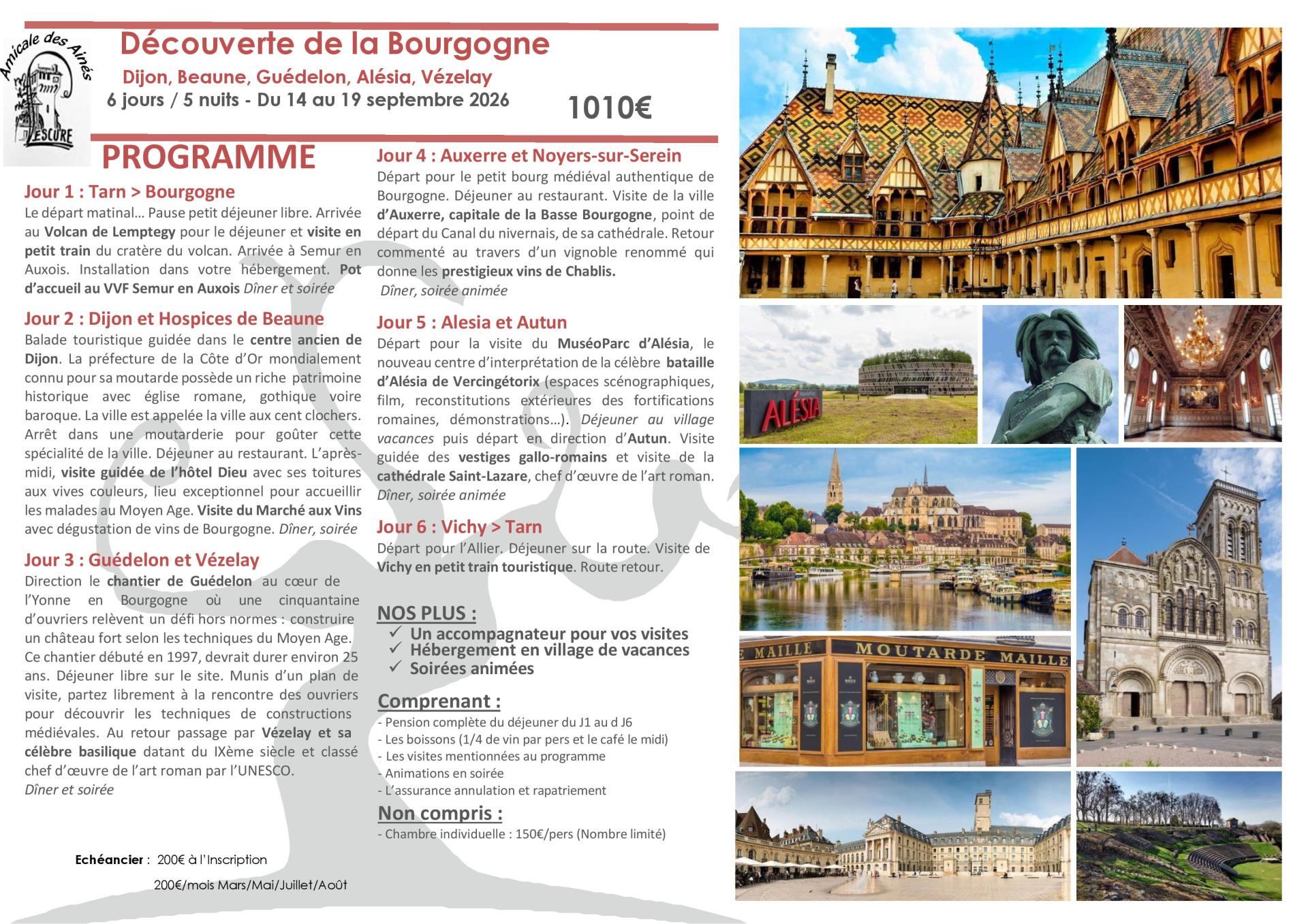 14 au 19 septembre 2026 la bourgogne