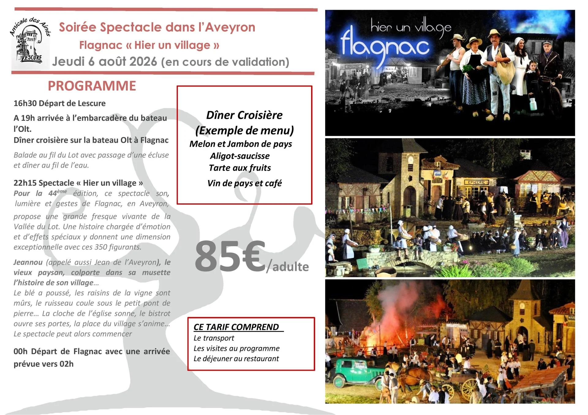 31 juillet ou 6 aout 2026 flagnac